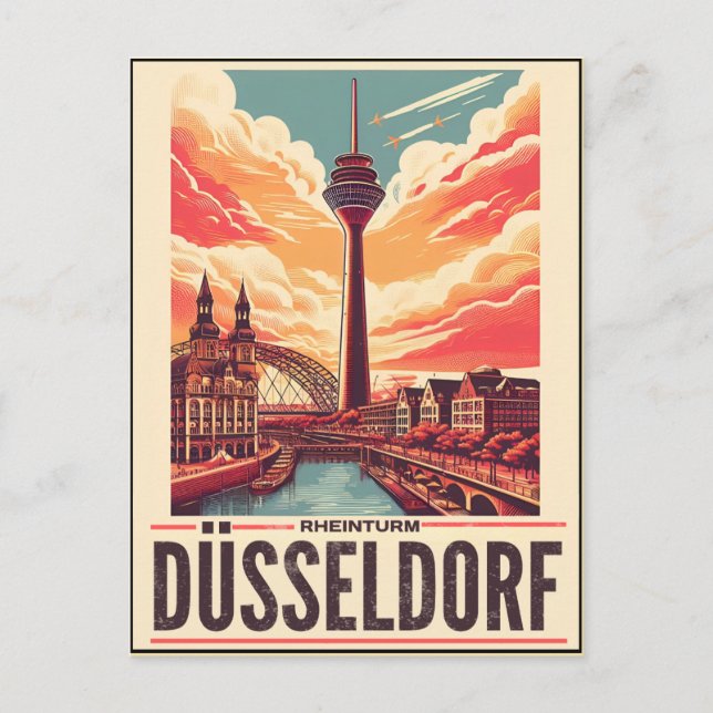 Postal Rhine Tower Dusseldorf Rheinturm regalo alemán (Anverso)