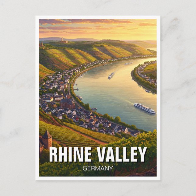 Postal Rhine Valley Alemania Viajes (Anverso)