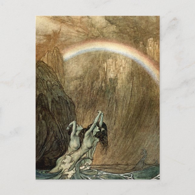 Postal Rhinemaiden de "Ring" de Wagner, de Arthur Rackham (Anverso)