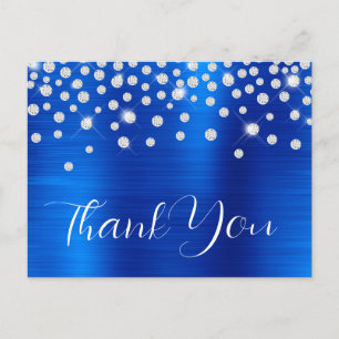 Postal Rhinestones Azul Real Agradecimiento Cumpleaños 60
