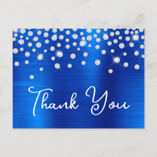 Postal Rhinestones Azul Real Cumpleaños 21 Agradecimiento