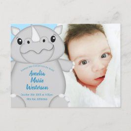 Postal Rhino Baby Shower Blue