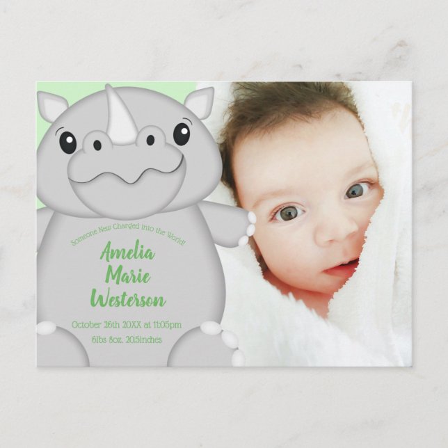 Postal Rhino Baby Shower Safari (Anverso)