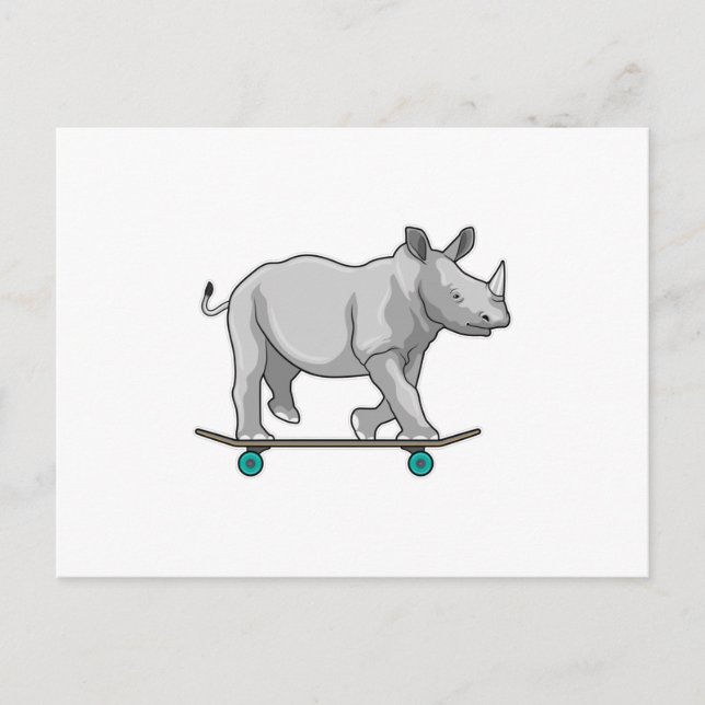 Postal Rhino como patinador con patineta (Anverso)