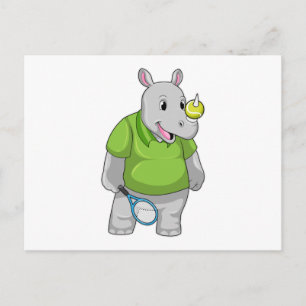 Postal Rhino en el tenis con baile de tenis