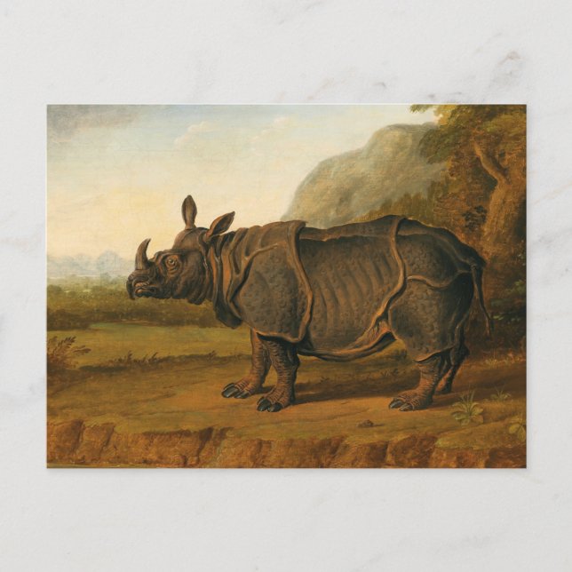 Postal Rhinoceros Clara por Jean-Baptiste Oudry (Anverso)