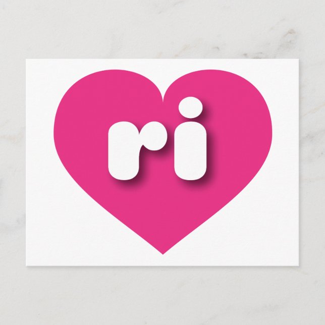Postal Rhode Island corazón rosa caliente - me encanta (Anverso)