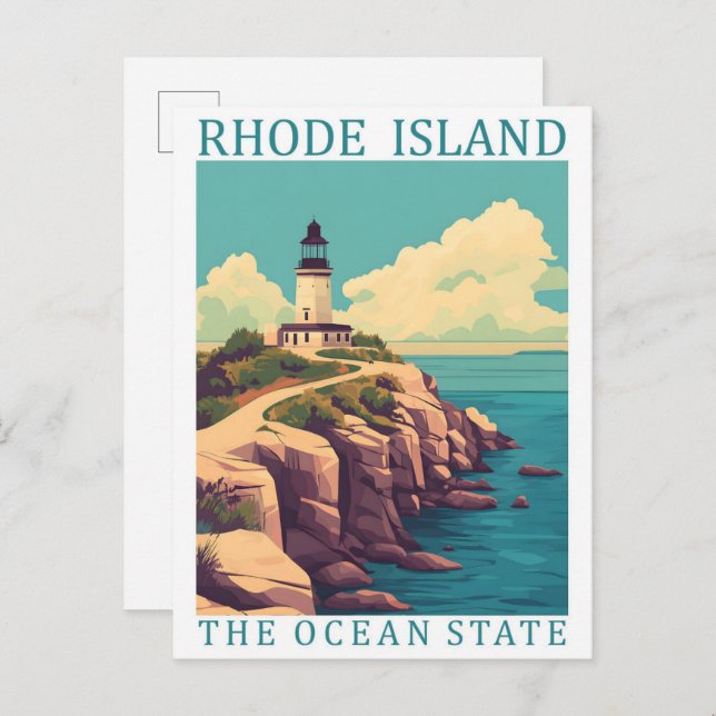 Postal Rhode Island el Estado Oceánico Lugar de Viaje EE. (Anverso / Reverso)