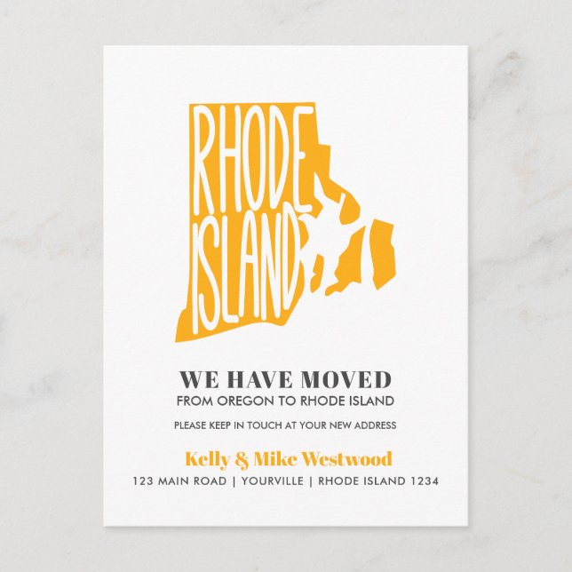 Postal RHODE ISLAND Hemos movido nueva dirección Nueva ca (Anverso)
