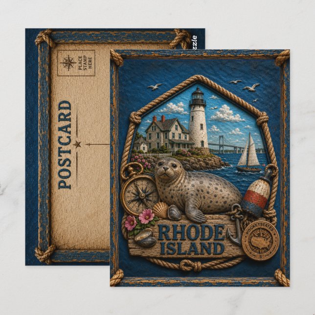 Postal Rhode Island Viajes Antiguos (Anverso / Reverso)