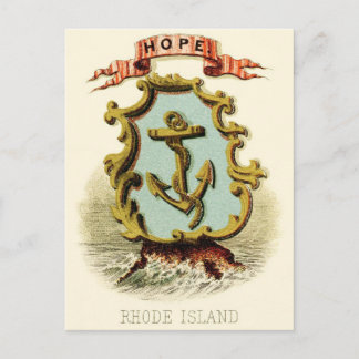 Postal Rhode Island Vintage - Escudo de armas estatal