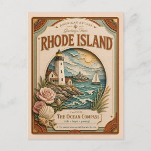 Postal Rhode Island Vintage Paper Cut American Arcana