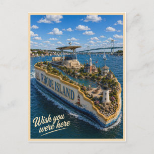 Postal Rhode Island Wish You Were Here Serie del Esta