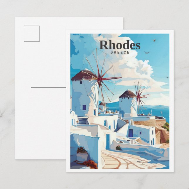 Postal Rhodes Grecia Viajes de arte (Anverso / Reverso)