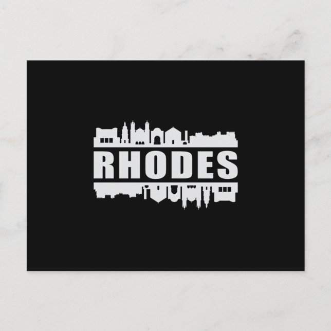 Postal Rhodes Greece City Skyline Cityscape Funny Gift (Anverso)
