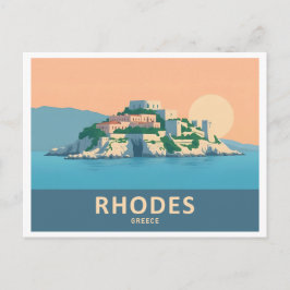 Postal Rhodes Greece Pastel Travel - Ciudad medieval anti
