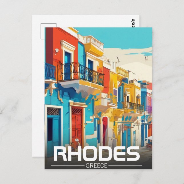Postal Rhodes, recuerdo de la isla de Grecia (Anverso / Reverso)