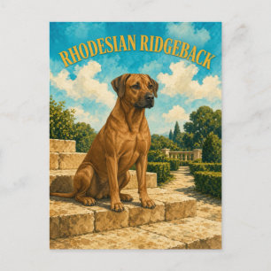 Postal Rhodesian Ridgeback, Arte de Perro Acuarela Vintag