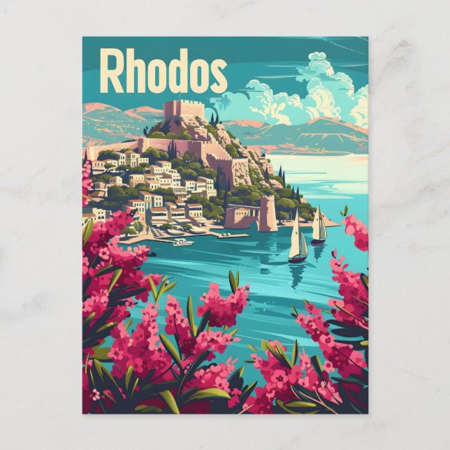 Postal Rhodos Grecia Vintage (Anverso)