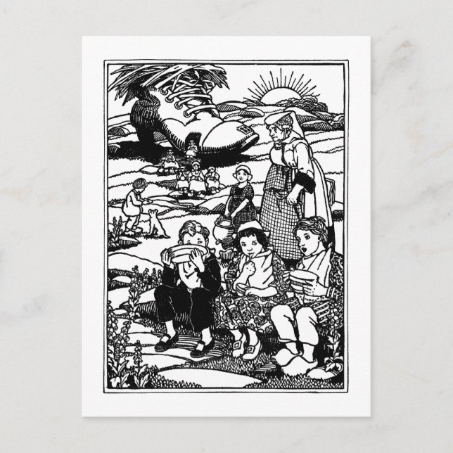 Postal Rhyme de guardería de la casa de zapatos y anciana (Anverso)