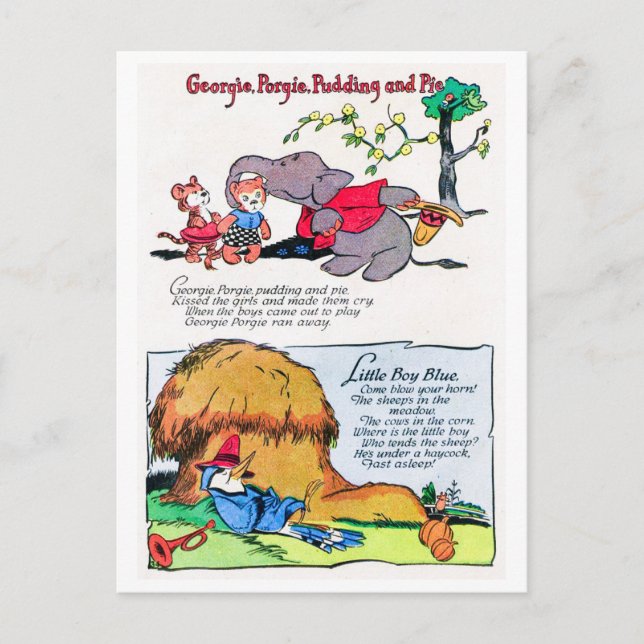 Postal Rhyme de guardería - Georgie Porgy, Little Boy Blu (Anverso)