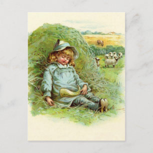 Postal Rhyme de niñera azul de niño pequeño