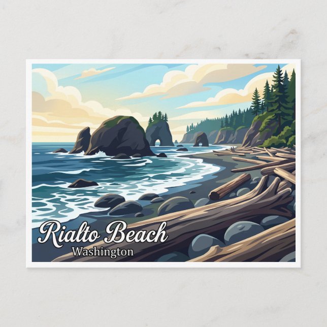 Postal Rialto Beach bifurca Washington (Anverso)