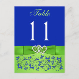 Postal RIBBON Azul IMPRESO, Green Table Number Postcard