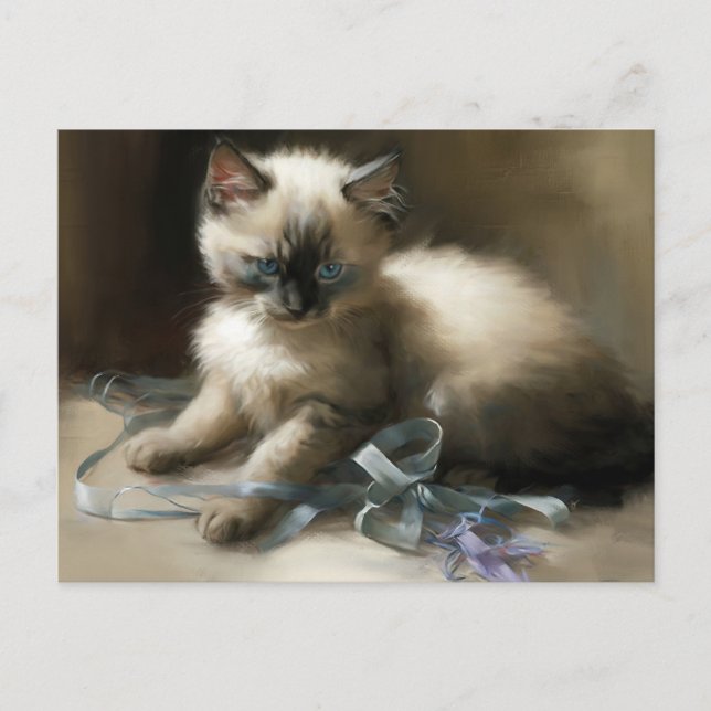 Postal Ribbon Tangle Siamese Kitten (Anverso)
