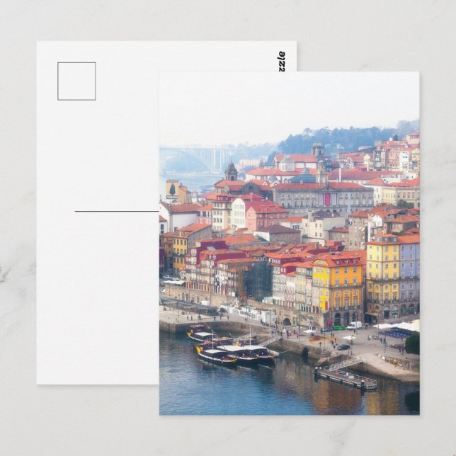 Postal Ribeira y río Duero. Oporto, Portugal. (Anverso / Reverso)