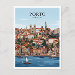 Postal Ribera del río Duero Oporto Portugal