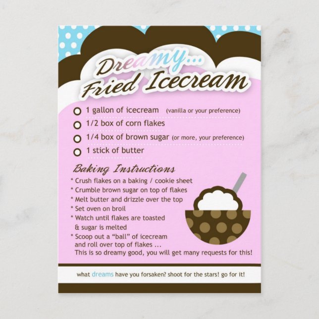 Postal Ricas recetas DREAMY FRIED ICECREAM (Anverso)
