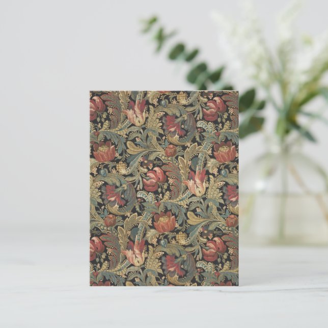 Postal Rich Floral Tapestry Brocade Antiguo Clásico (Anverso de pie)
