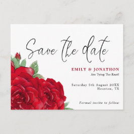 Postal Rich Red Roses Wedding Save the Date
