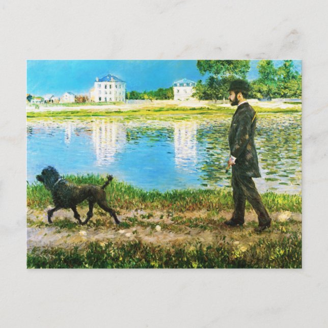 Postal Richard Gallo y su perro por Gustave Caillebotte (Anverso)