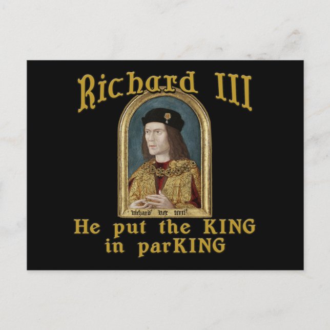 Postal Richard III Puso al rey en la camiseta de ParKING (Anverso)