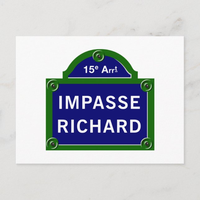 Postal Richard, Rótulo Callejero de París (Anverso)