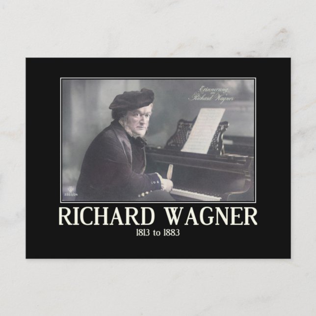 Postal Richard Wagner, compositor, inspirado por la época (Anverso)