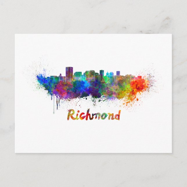 Postal Richmond skyline in watercolor (Anverso)