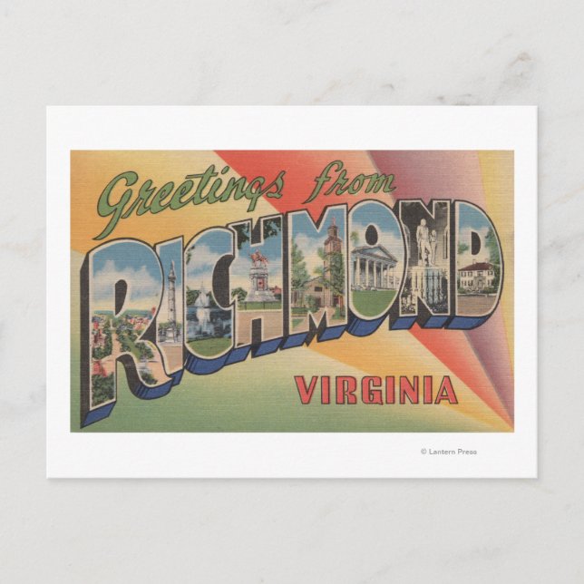 Postal Richmond, Virginia - Escenas de letras grandes (Anverso)