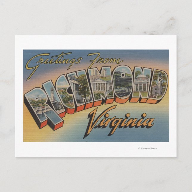 Postal Richmond, Virginia - Escenas de letras grandes 2 (Anverso)