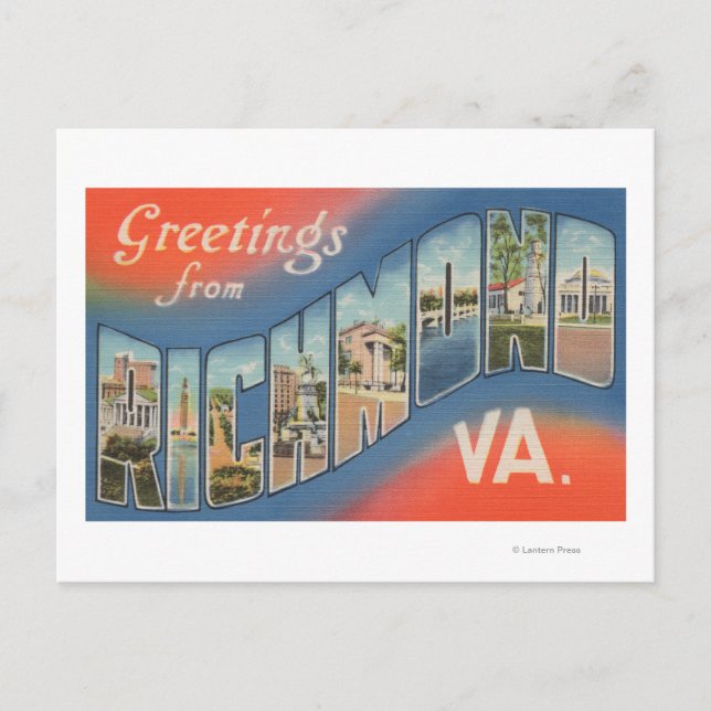 Postal Richmond, Virginia - Escenas de letras grandes 4 (Anverso)