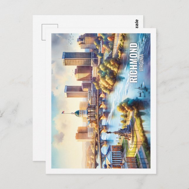 Postal Richmond Virginia Estados Unidos Famosa Place acua (Anverso / Reverso)