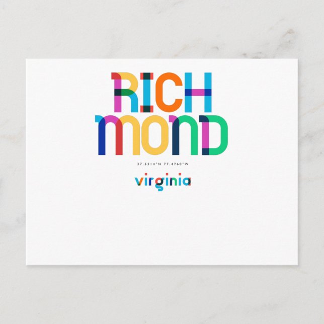 Postal Richmond Virginia Mid Century, Pop Art, (Anverso)