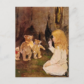 Postal "Ricitos de oro y los tres osos"