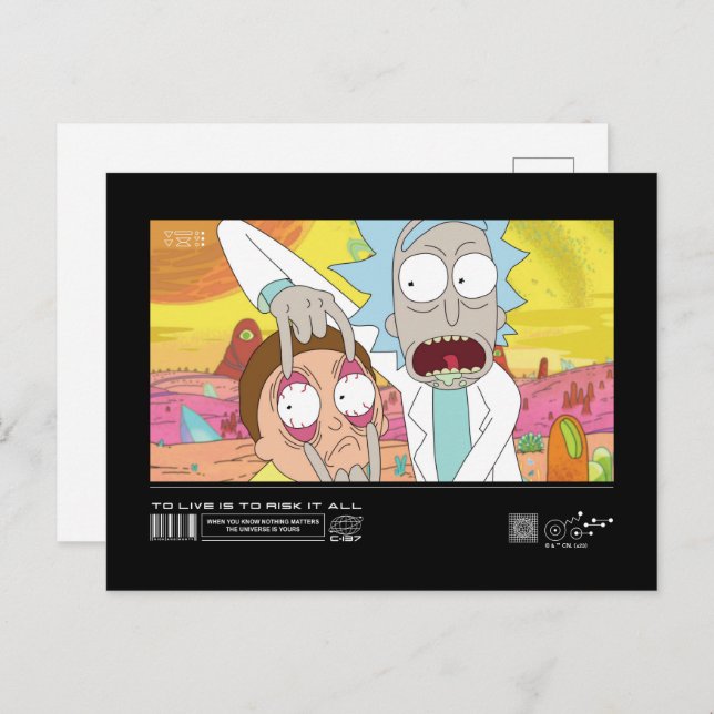 Postal Rick Abriendo gráfico de citas de Morty (Anverso / Reverso)