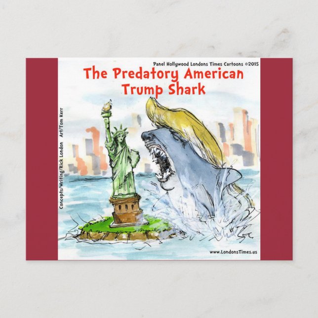 Postal Rick London Divertido Trump Tiburón (Anverso)