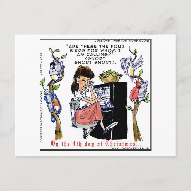 Postal Rick London Ernestine Pájaros Cantores Navidad (Anverso)