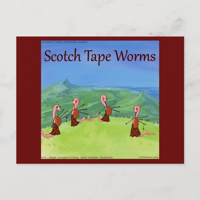 Postal Rick London Funny Worms From Scotland Comic (Anverso)