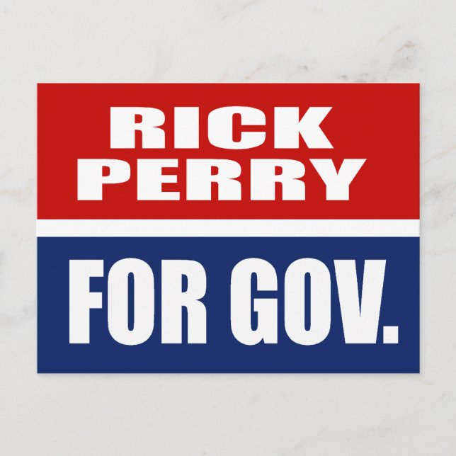 POSTAL RICK PERRY PARA GOBERNADOR (Anverso)